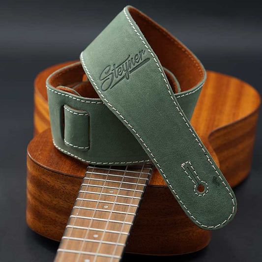 Premium Ukulele Strap Leather - Nubuck (Green)