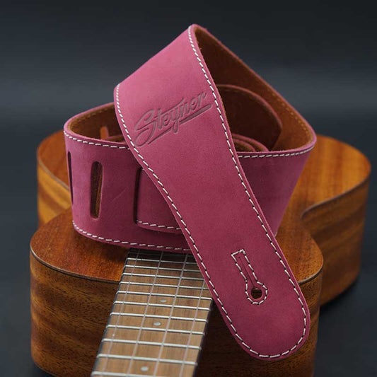 Premium Ukulelengurt Leder - Nubuk (Pink)