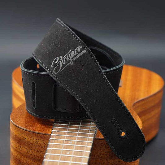 Premium Ukulele Strap Leather - Nubuck (Black)