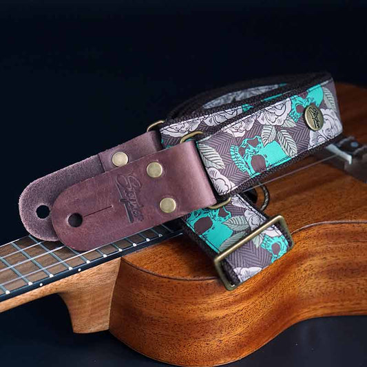 Retro Ukulele Strap - Emerald Pirate - 38 mm (brown-turquoise)