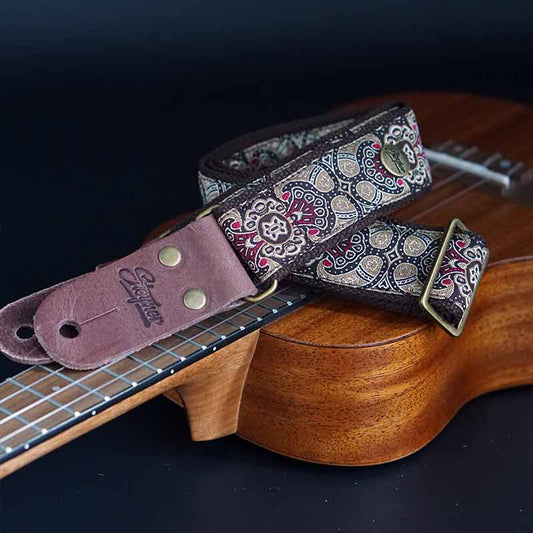 Retro Ukulele Strap - Desert Light - 38 mm (brown-burgundy)