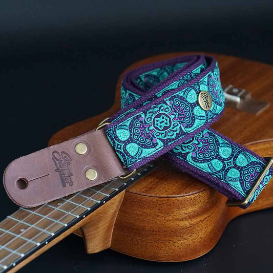 Retro Ukulele Strap - Polar Light - 38 mm (turquoise-purple)