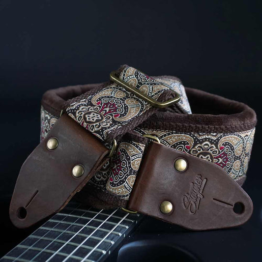 Padded Guitar Strap Brown - Desert Light (Brass-Dark Brown)