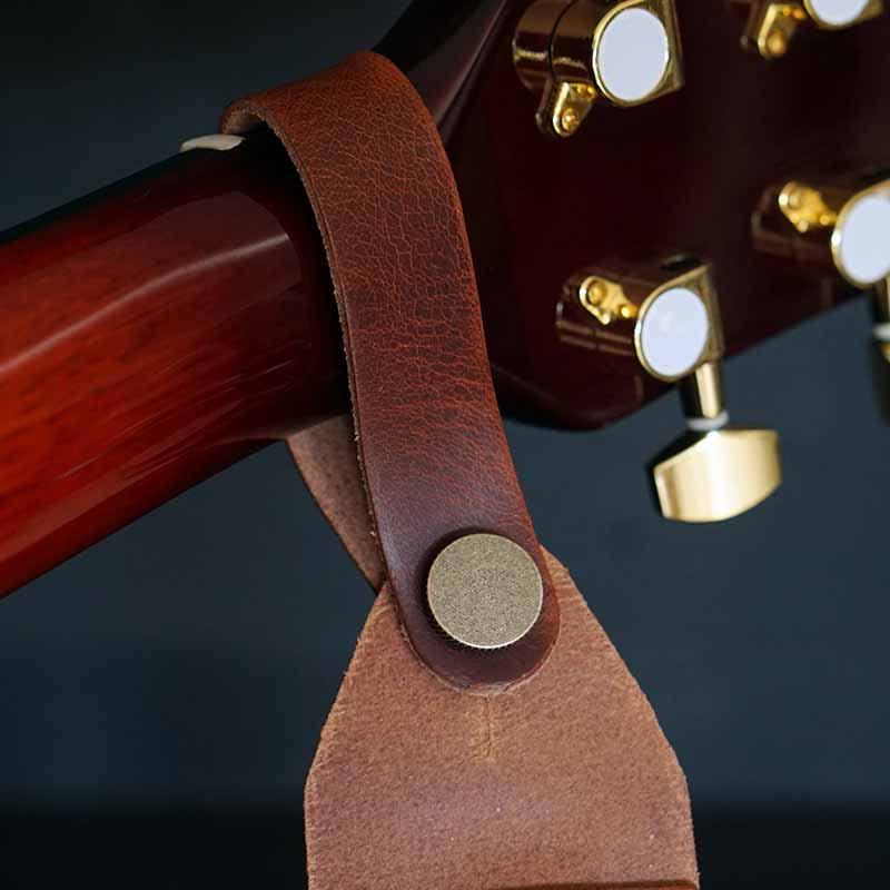 Strap Button, Gitarrengurt Befestigung aus Echtleder