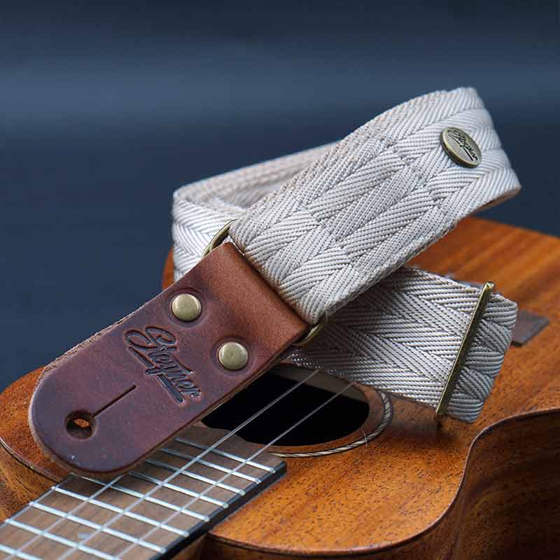 Nylon Ukulele Strap Heavy Harvey - 38 mm (Beige-Brass)