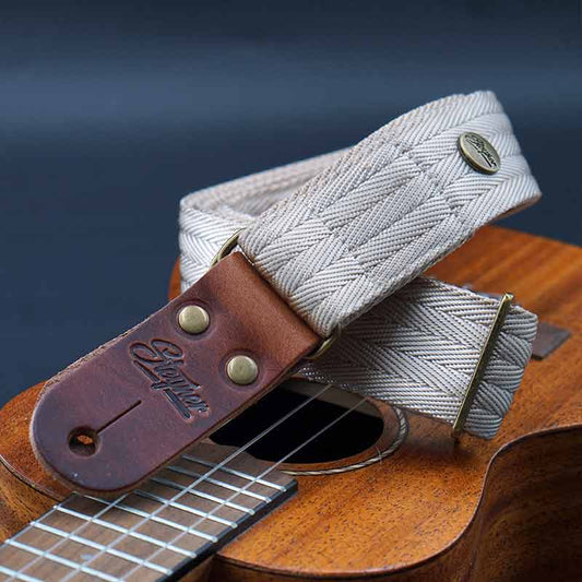 Nylon Ukulelengurt Heavy Harvey - 38 mm (beige-messing)