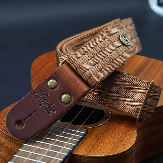 Nylon Ukulelengurt Heavy Hazel - 38 mm (braun-messing)